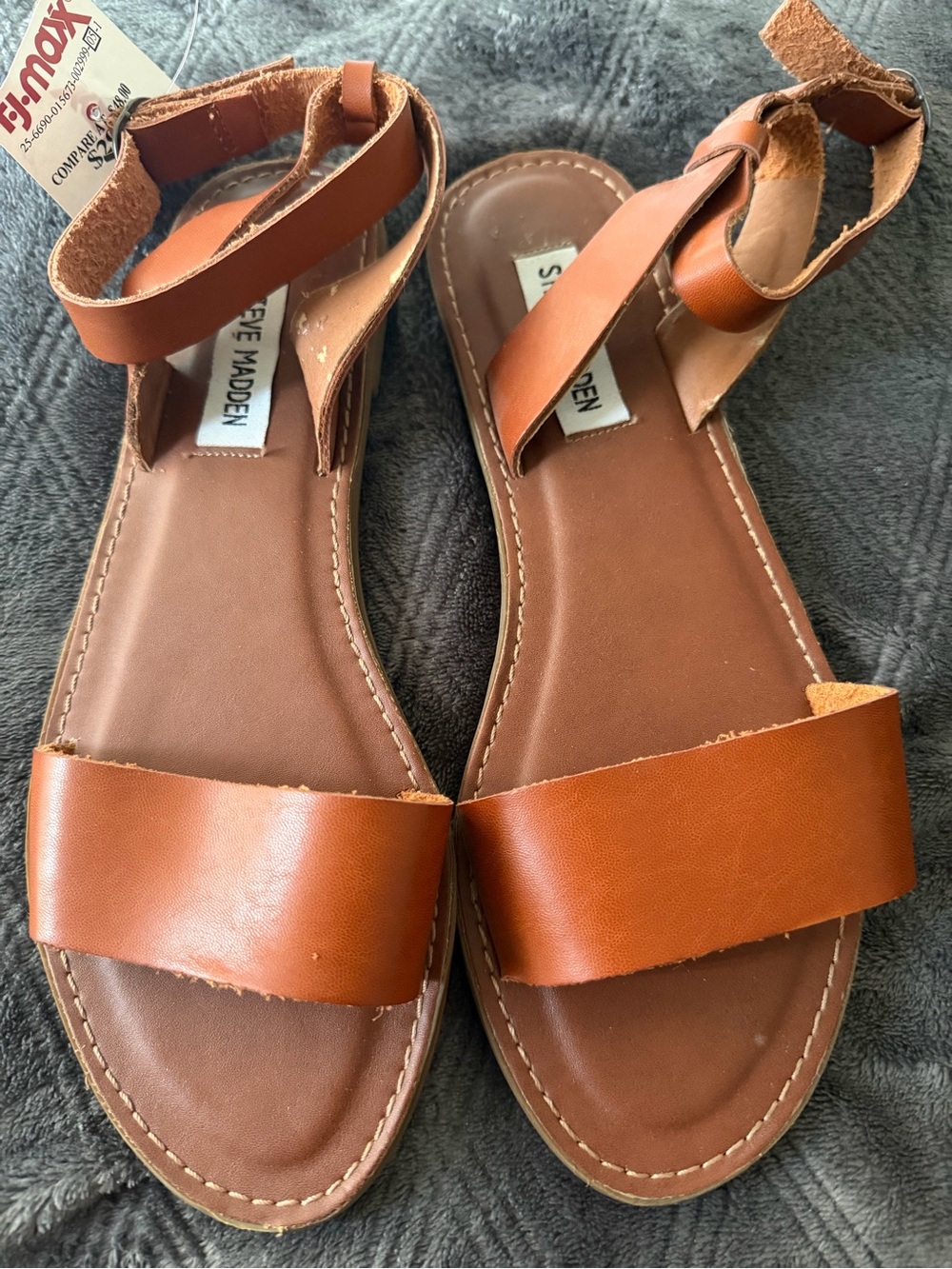 Steve Madden Women’s Brown Leather Ankle-Strap Sandals
